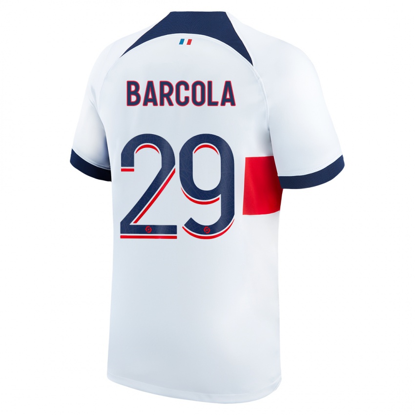 Niño Camiseta Bradley Barcola #29 Blanco 2ª Equipación 2023/24 La Camisa