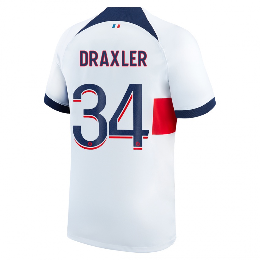 Niño Camiseta Julian Draxler #34 Blanco 2ª Equipación 2023/24 La Camisa