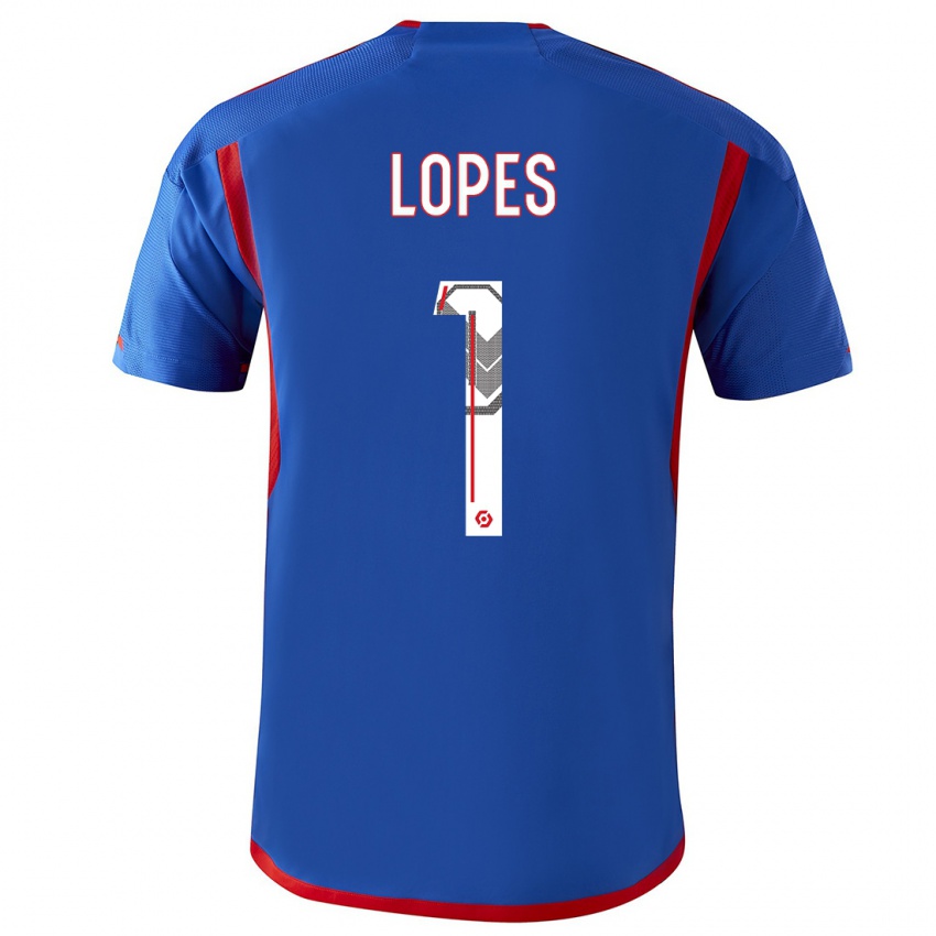 Niño Camiseta Anthony Lopes #1 Azul Rojo 2ª Equipación 2023/24 La Camisa