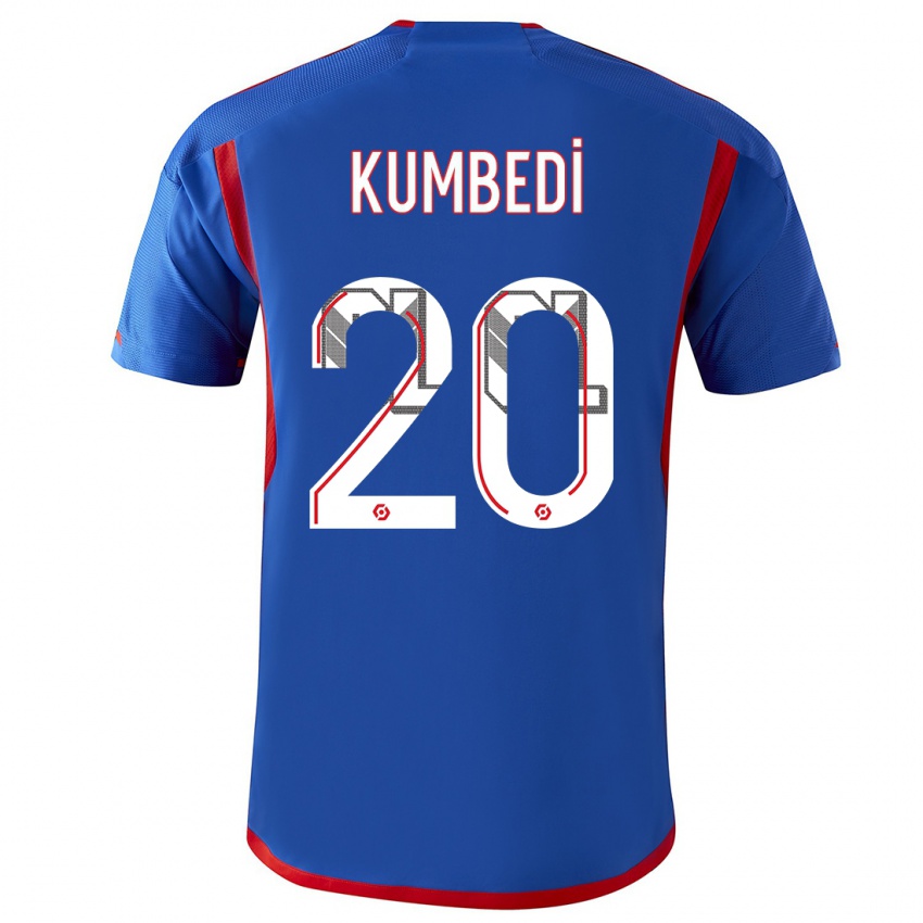 Niño Camiseta Saël Kumbedi #20 Azul Rojo 2ª Equipación 2023/24 La Camisa