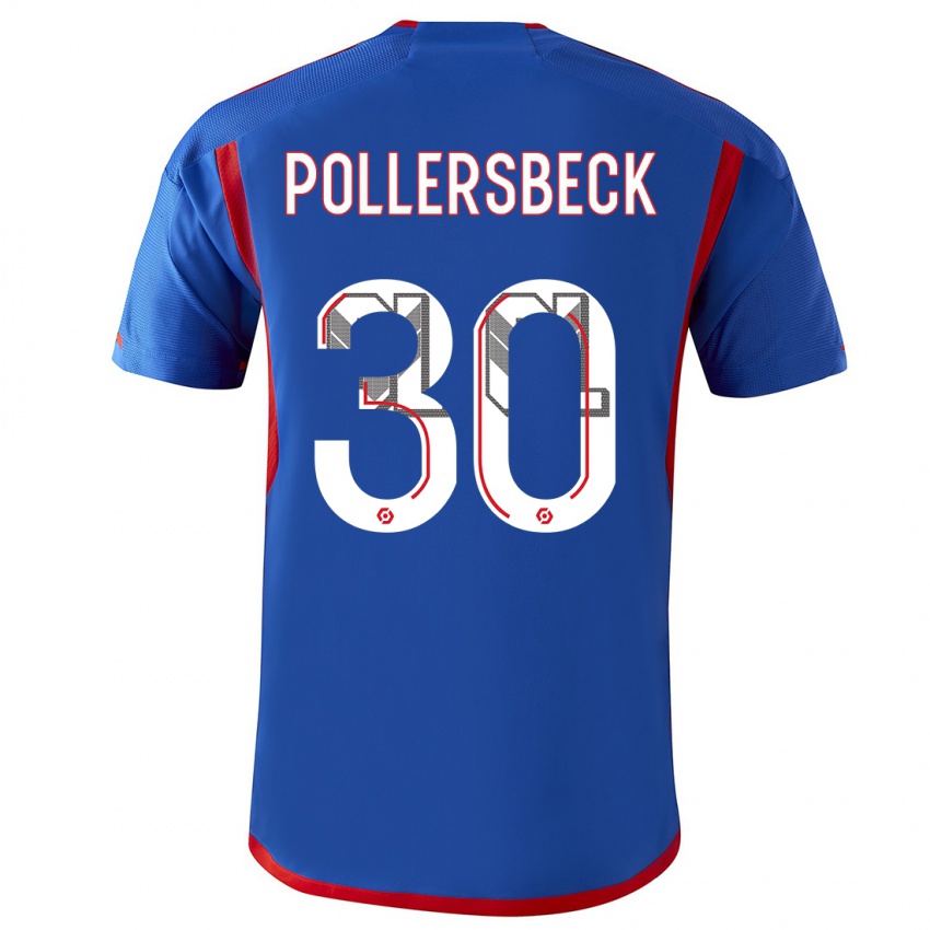 Niño Camiseta Julian Pollersbeck #30 Azul Rojo 2ª Equipación 2023/24 La Camisa