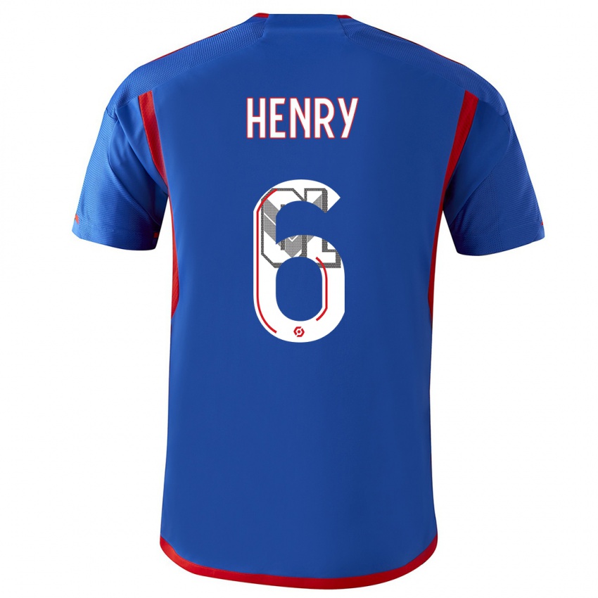 Niño Camiseta Amandine Henry #6 Azul Rojo 2ª Equipación 2023/24 La Camisa
