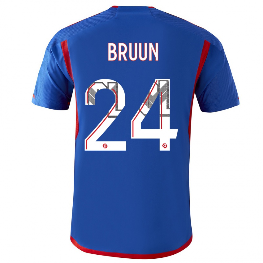 Niño Camiseta Signe Bruun #24 Azul Rojo 2ª Equipación 2023/24 La Camisa