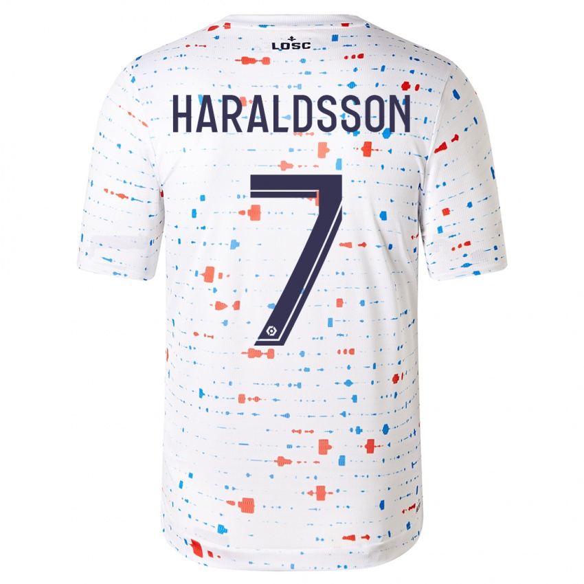 Niño Camiseta Hákon Arnar Haraldsson #7 Blanco 2ª Equipación 2023/24 La Camisa