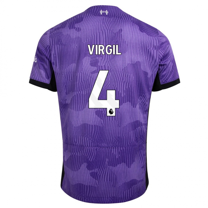 Niño Camiseta Virgil Van Dijk #4 Púrpura Equipación Tercera 2023/24 La Camisa