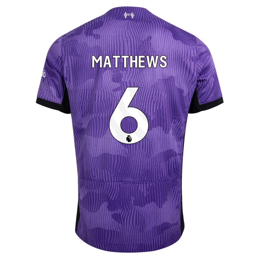 Niño Camiseta Jasmine Matthews #6 Púrpura Equipación Tercera 2023/24 La Camisa