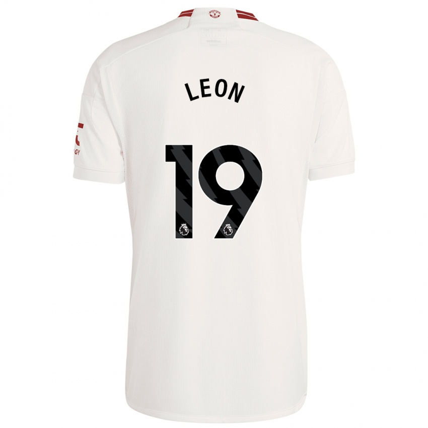 Niño Camiseta Adriana Leon #19 Blanco Equipación Tercera 2023/24 La Camisa