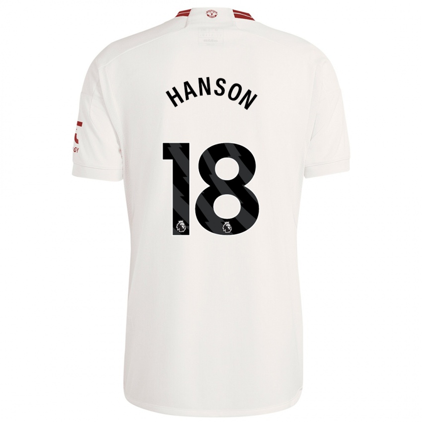 Niño Camiseta Kirsty Hanson #18 Blanco Equipación Tercera 2023/24 La Camisa