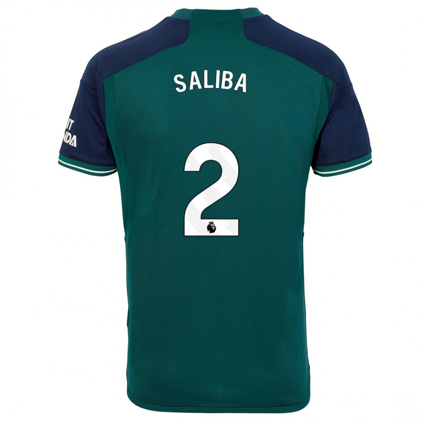 Niño Camiseta William Saliba #2 Verde Equipación Tercera 2023/24 La Camisa
