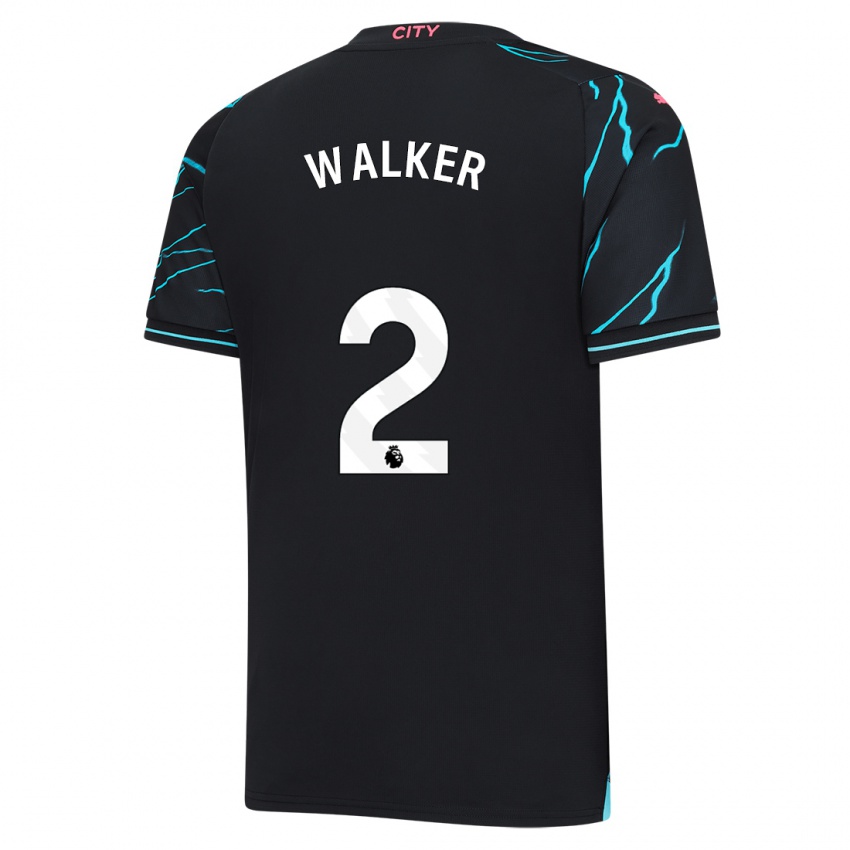 Niño Camiseta Kyle Walker #2 Azul Oscuro Equipación Tercera 2023/24 La Camisa