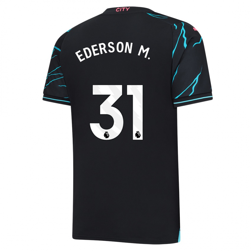 Niño Camiseta Ederson Moraes #31 Azul Oscuro Equipación Tercera 2023/24 La Camisa