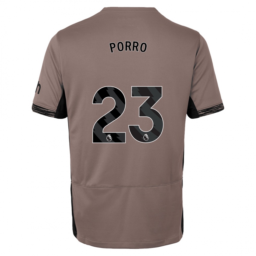 Niño Camiseta Pedro Porro #23 Beige Obscuro Equipación Tercera 2023/24 La Camisa