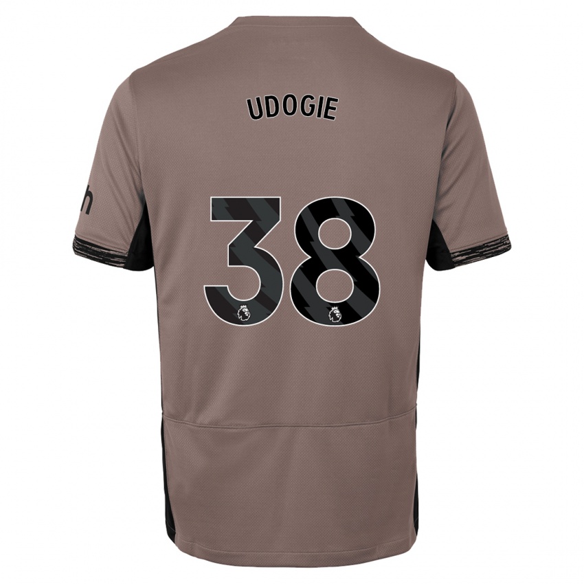 Niño Camiseta Destiny Udogie #38 Beige Obscuro Equipación Tercera 2023/24 La Camisa