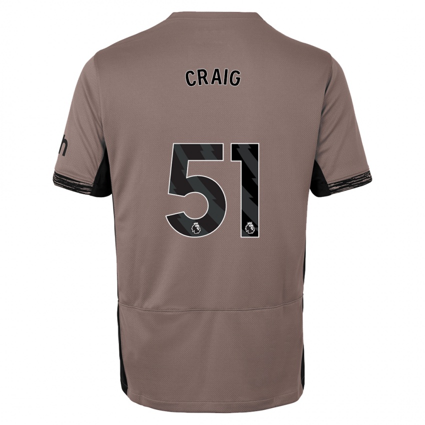Niño Camiseta Matthew Craig #51 Beige Obscuro Equipación Tercera 2023/24 La Camisa