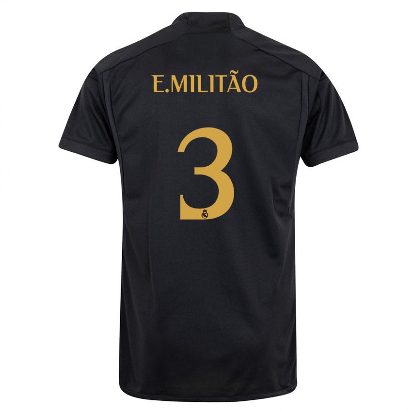 Niño Camiseta Eder Militao #3 Negro Equipación Tercera 2023/24 La Camisa