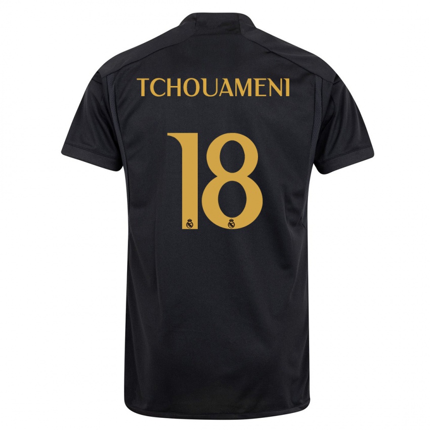 Niño Camiseta Aurelien Tchouameni #18 Negro Equipación Tercera 2023/24 La Camisa