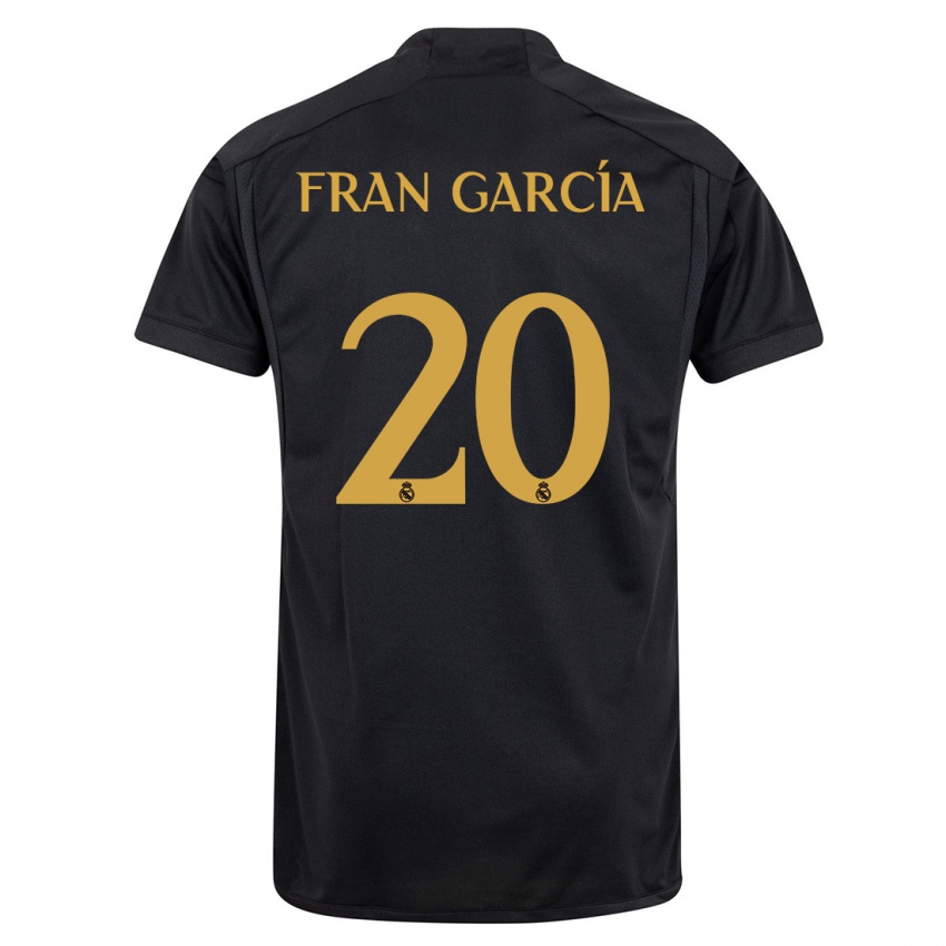 Niño Camiseta Fran García #20 Negro Equipación Tercera 2023/24 La Camisa