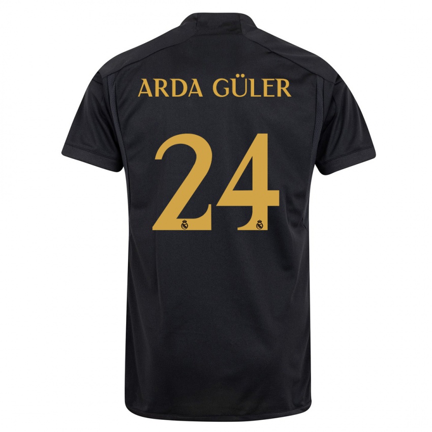 Niño Camiseta Arda Güler #24 Negro Equipación Tercera 2023/24 La Camisa
