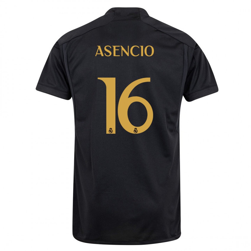 Niño Camiseta Raul Asencio #16 Negro Equipación Tercera 2023/24 La Camisa