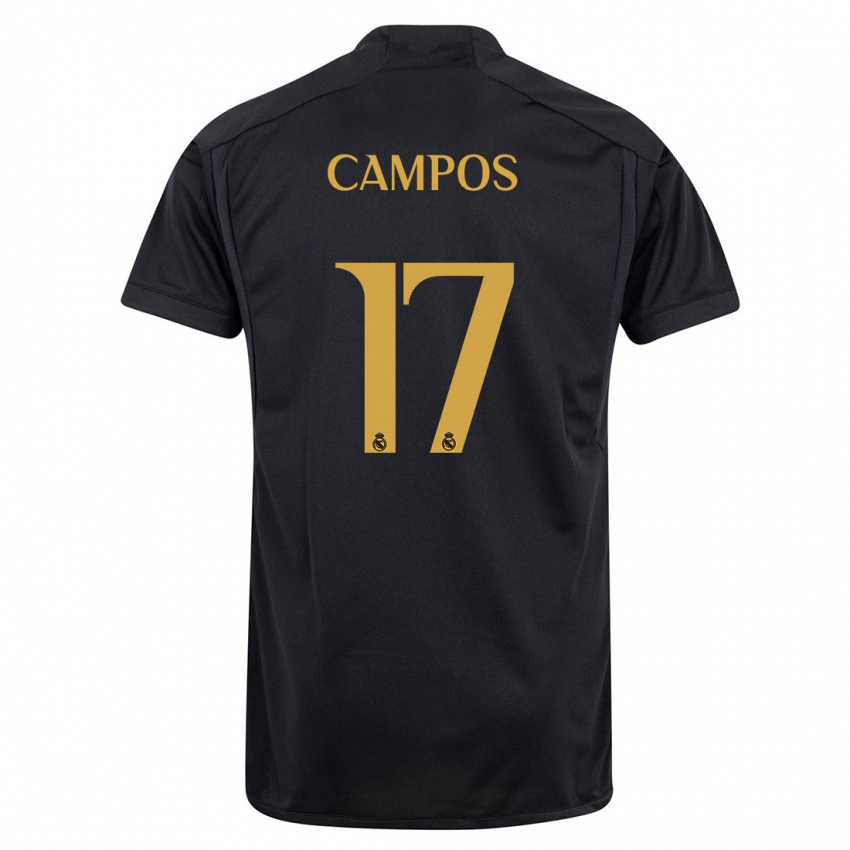 Niño Camiseta Andrés Campos #17 Negro Equipación Tercera 2023/24 La Camisa