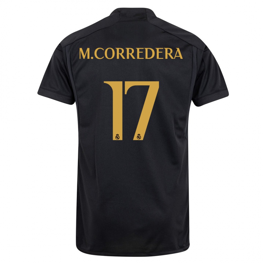 Niño Camiseta Marta Corredera #17 Negro Equipación Tercera 2023/24 La Camisa