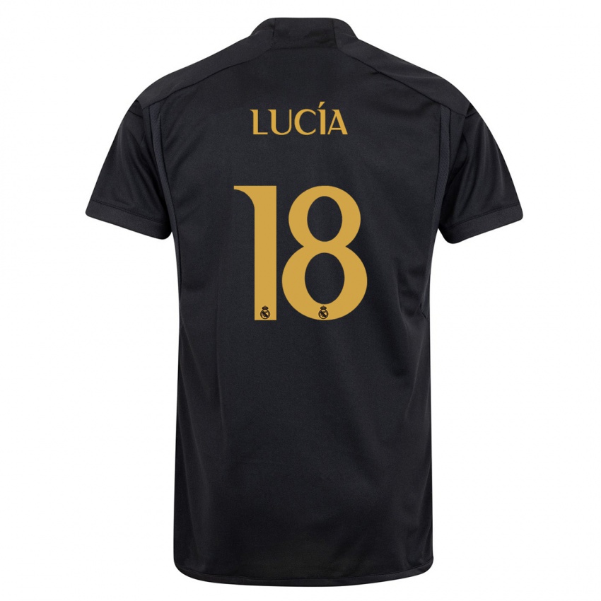 Niño Camiseta Lucia Rodriguez #18 Negro Equipación Tercera 2023/24 La Camisa