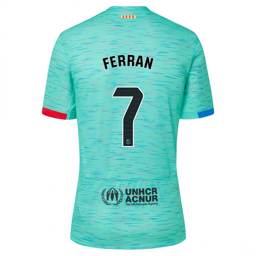 Niño Camiseta Ferran Torres #7 Aguamarina Clara Equipación Tercera 2023/24 La Camisa