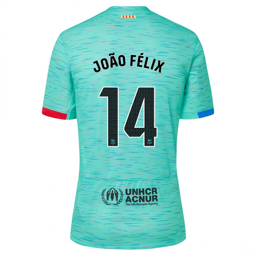 Niño Camiseta Joao Felix #14 Aguamarina Clara Equipación Tercera 2023/24 La Camisa