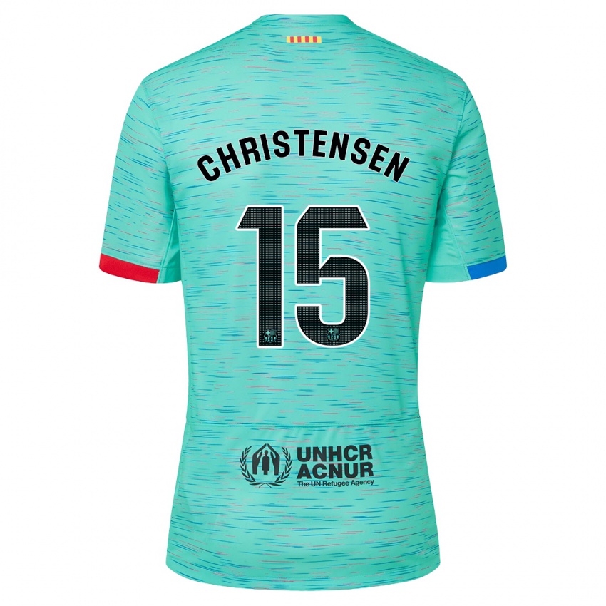Niño Camiseta Andreas Christensen #15 Aguamarina Clara Equipación Tercera 2023/24 La Camisa