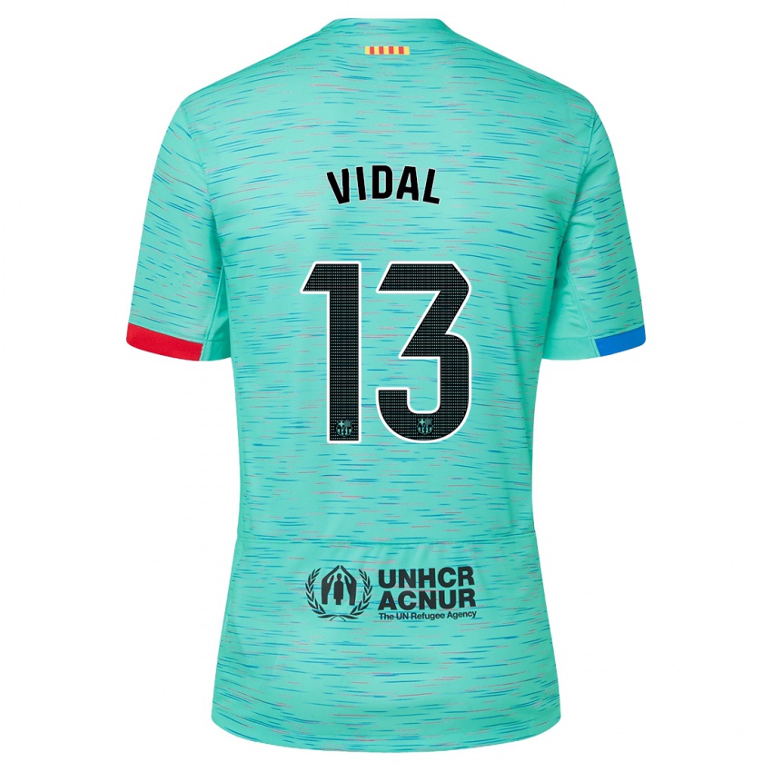 Niño Camiseta Marc Vidal #13 Aguamarina Clara Equipación Tercera 2023/24 La Camisa