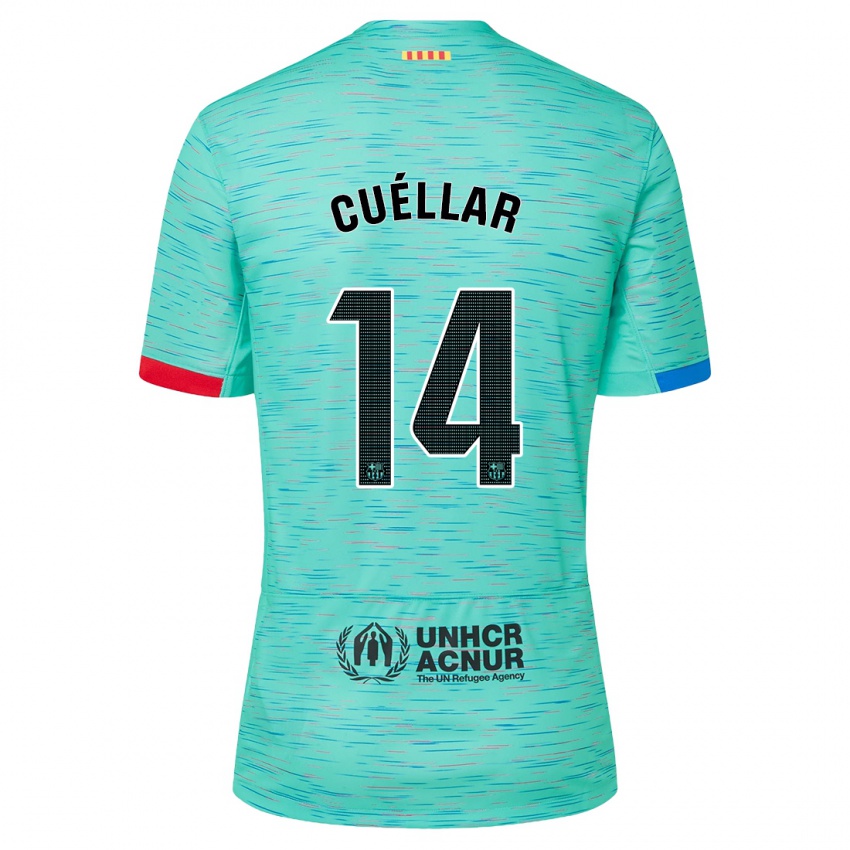 Niño Camiseta Jaume Cuéllar #14 Aguamarina Clara Equipación Tercera 2023/24 La Camisa