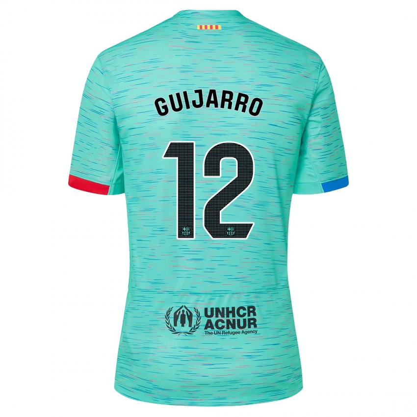 Niño Camiseta Patricia Guijarro #12 Aguamarina Clara Equipación Tercera 2023/24 La Camisa