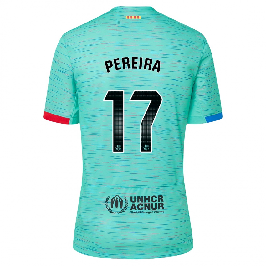 Niño Camiseta Andrea Pereira #17 Aguamarina Clara Equipación Tercera 2023/24 La Camisa