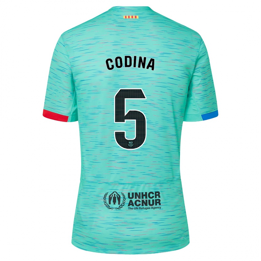 Niño Camiseta Laia Codina #5 Aguamarina Clara Equipación Tercera 2023/24 La Camisa