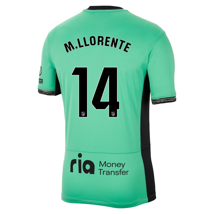 Niño Camiseta Marcos Llorente #14 Primavera Verde Equipación Tercera 2023/24 La Camisa