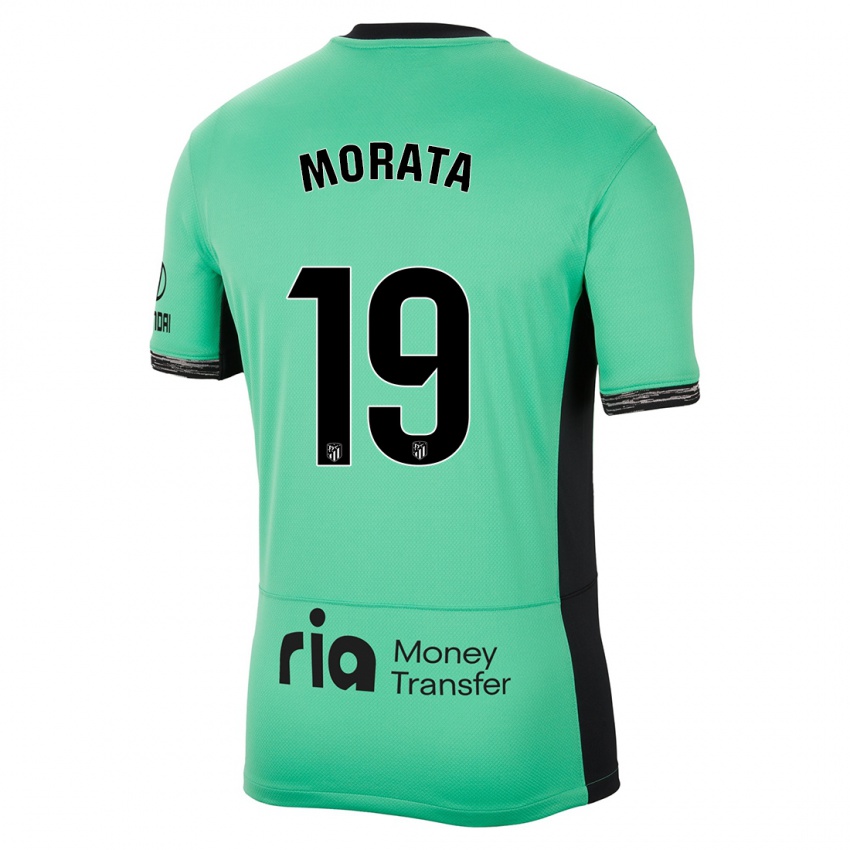Niño Camiseta Alvaro Morata #19 Primavera Verde Equipación Tercera 2023/24 La Camisa