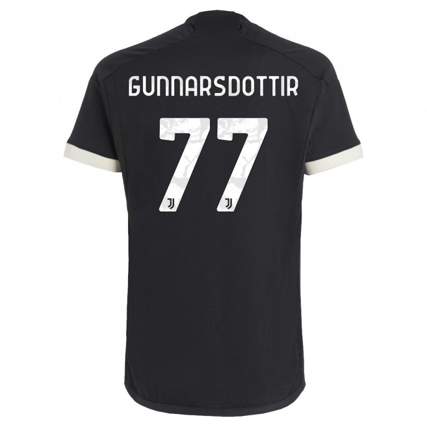 Niño Camiseta Sara Bjork Gunnarsdottir #77 Negro Equipación Tercera 2023/24 La Camisa