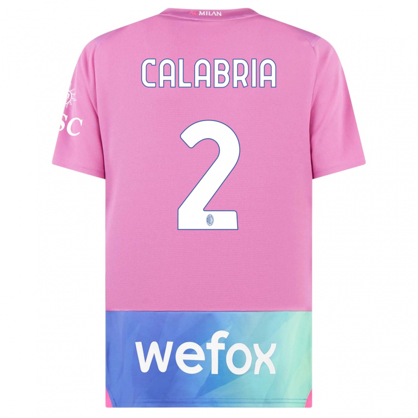 Niño Camiseta Davide Calabria #2 Rosado Morado Equipación Tercera 2023/24 La Camisa
