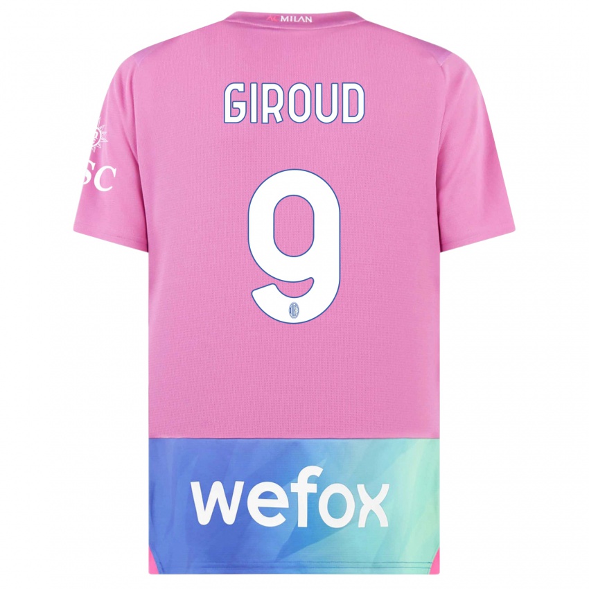 Niño Camiseta Olivier Giroud #9 Rosado Morado Equipación Tercera 2023/24 La Camisa