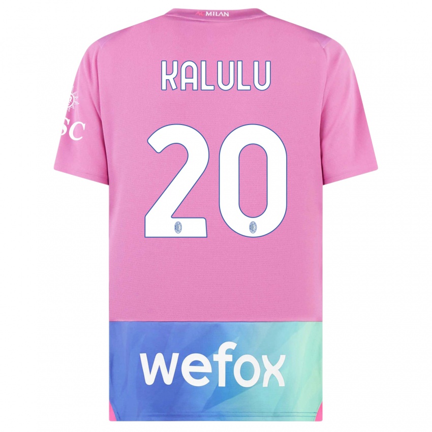 Niño Camiseta Pierre Kalulu #20 Rosado Morado Equipación Tercera 2023/24 La Camisa