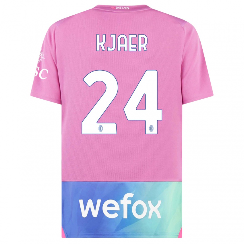 Niño Camiseta Simon Kjaer #24 Rosado Morado Equipación Tercera 2023/24 La Camisa