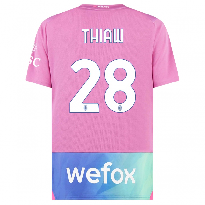 Niño Camiseta Malick Thiaw #28 Rosado Morado Equipación Tercera 2023/24 La Camisa