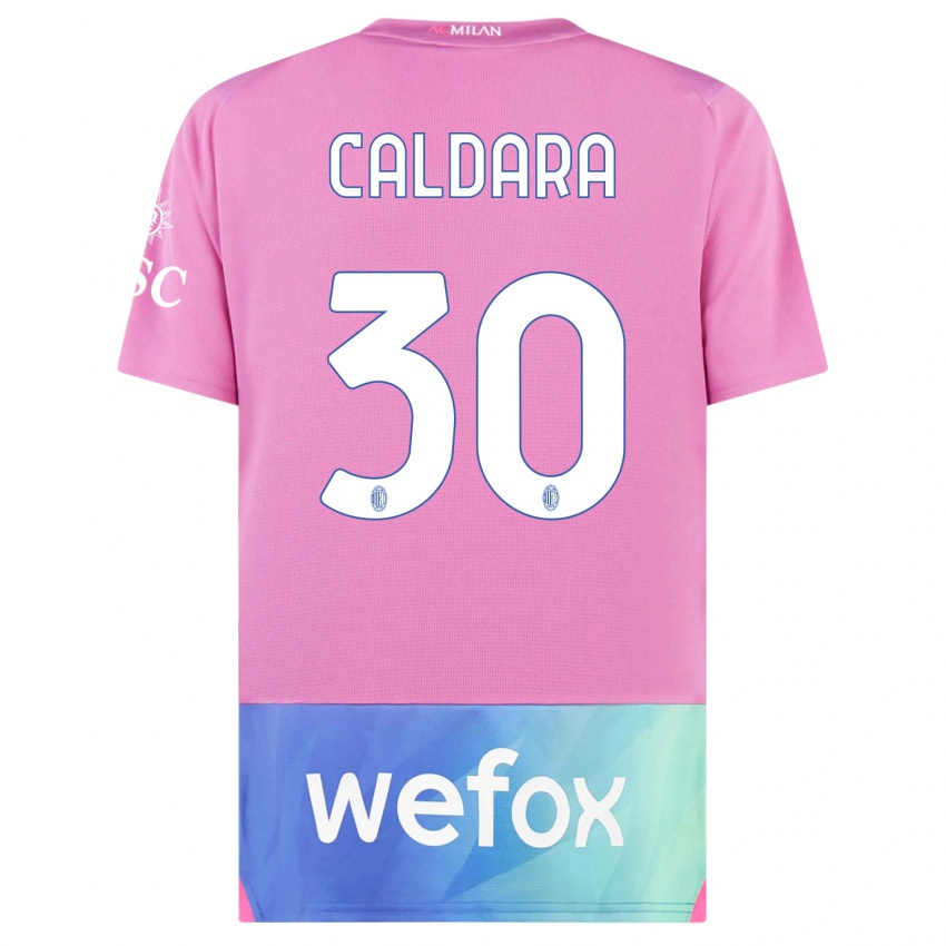 Niño Camiseta Mattia Caldara #30 Rosado Morado Equipación Tercera 2023/24 La Camisa