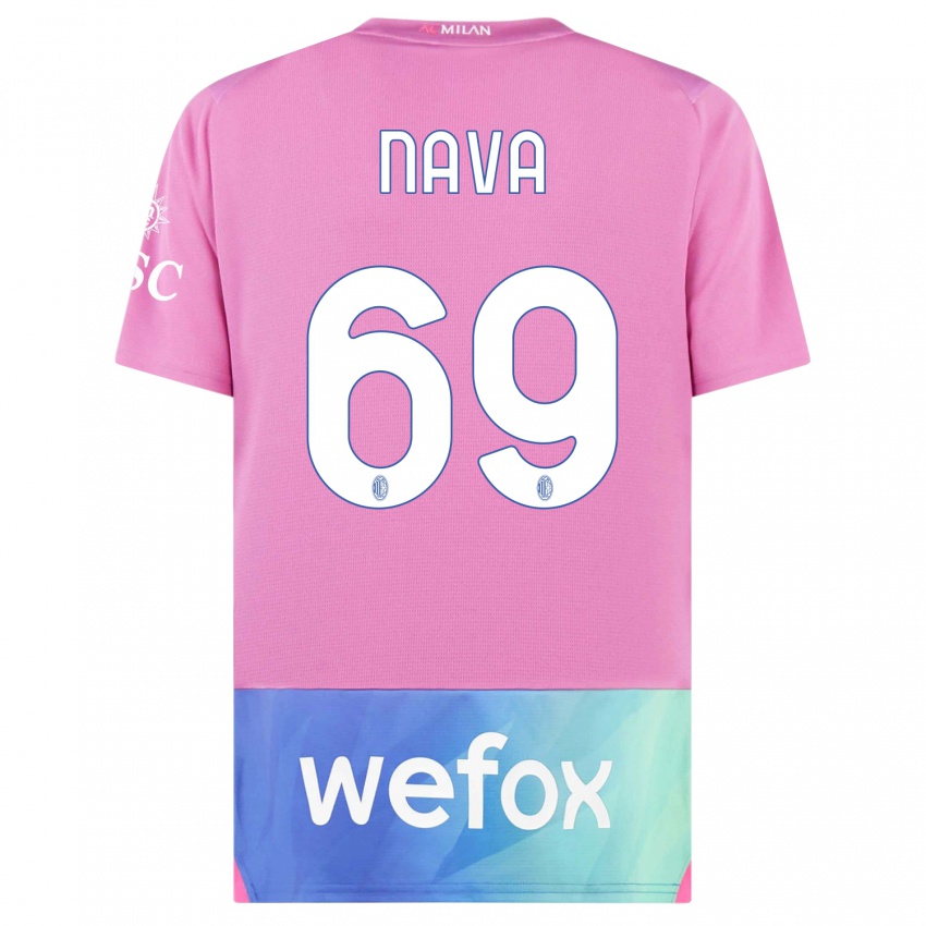 Niño Camiseta Lapo Nava #69 Rosado Morado Equipación Tercera 2023/24 La Camisa