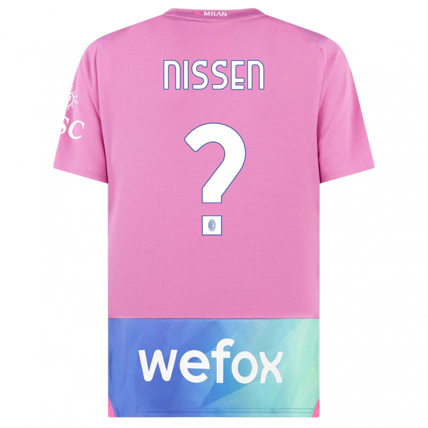 Niño Camiseta Fredrik Nissen #0 Rosado Morado Equipación Tercera 2023/24 La Camisa
