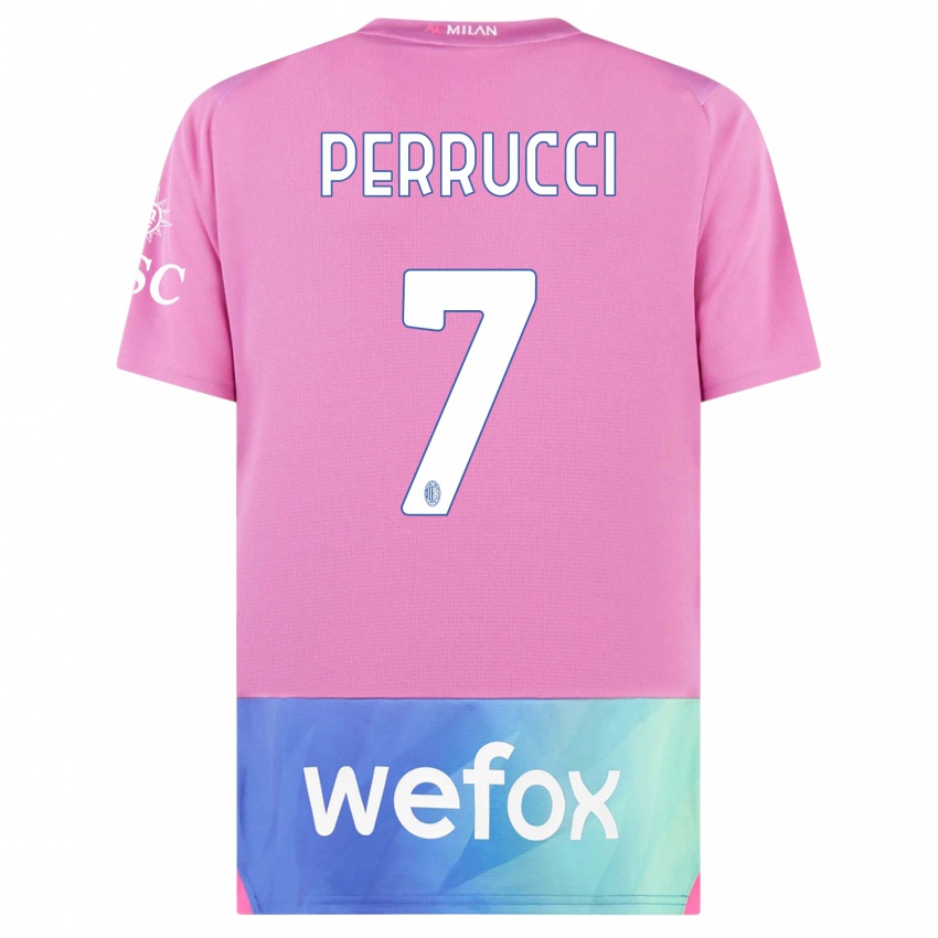 Niño Camiseta Vincenzo Perrucci #7 Rosado Morado Equipación Tercera 2023/24 La Camisa