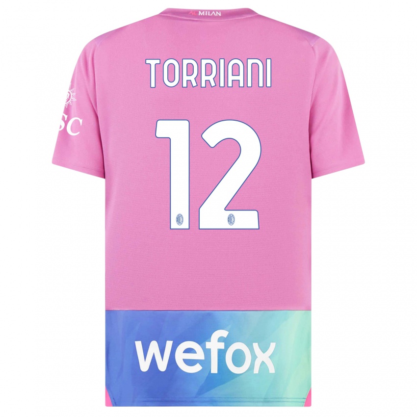 Niño Camiseta Lorenzo Torriani #12 Rosado Morado Equipación Tercera 2023/24 La Camisa