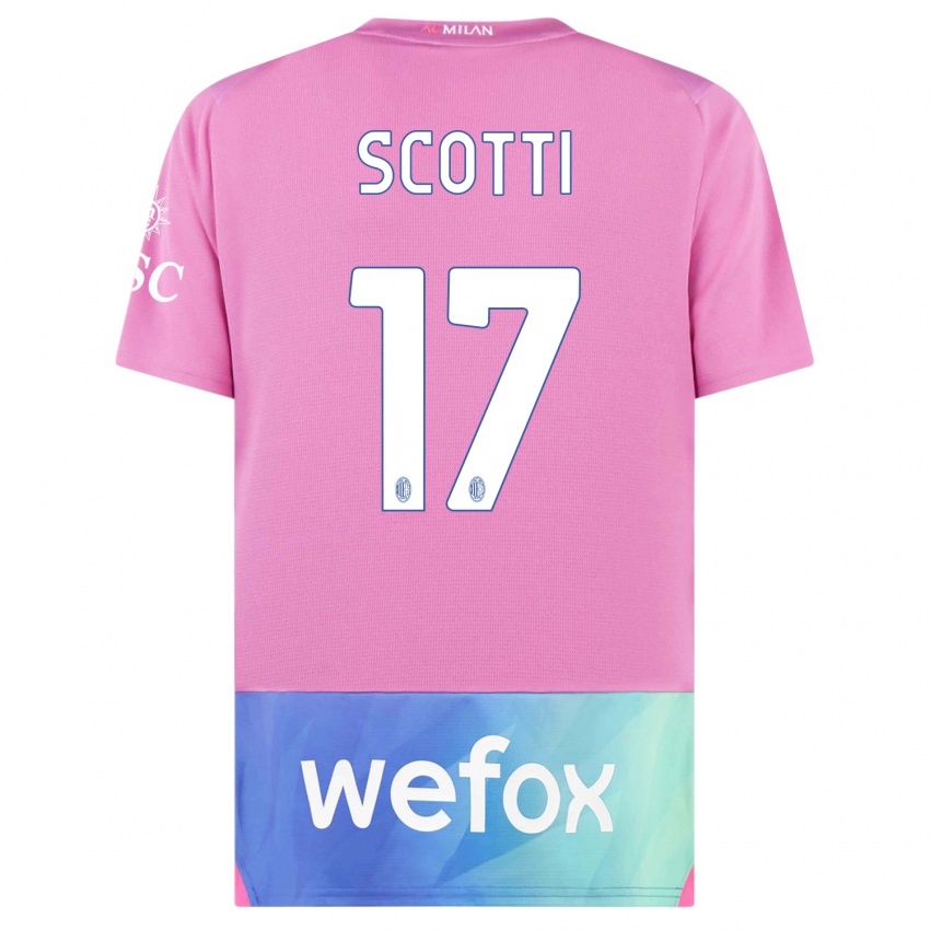 Niño Camiseta Filippo Scotti #17 Rosado Morado Equipación Tercera 2023/24 La Camisa