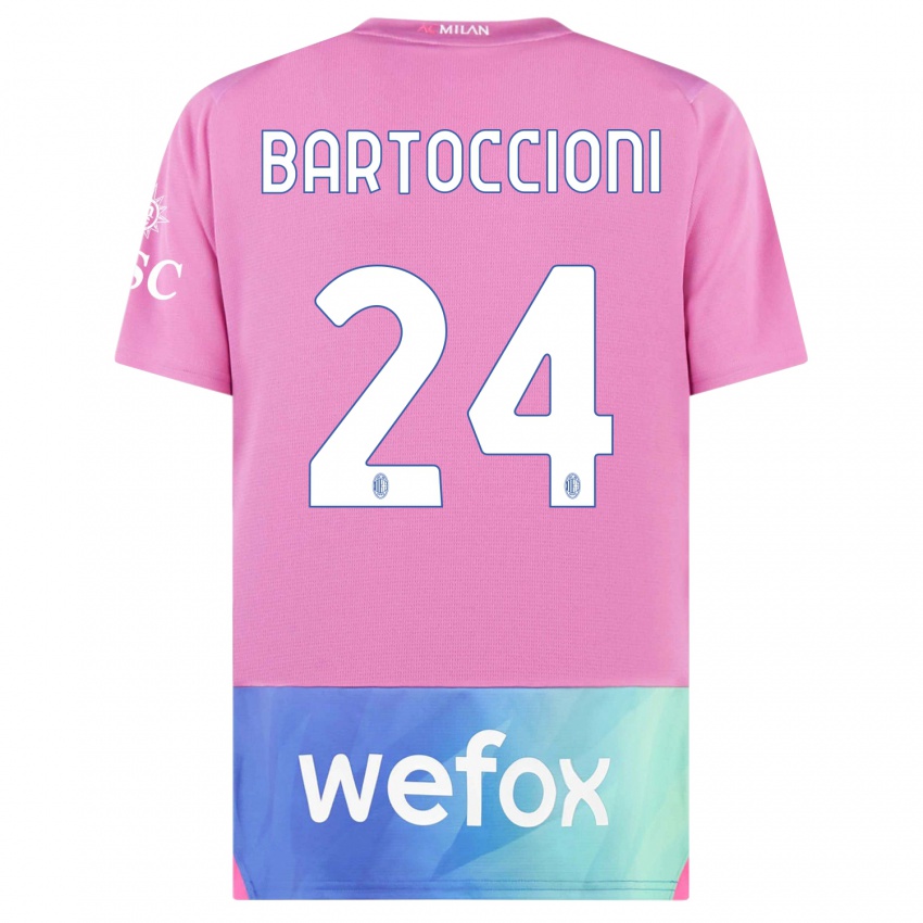 Niño Camiseta Andrea Bartoccioni #24 Rosado Morado Equipación Tercera 2023/24 La Camisa