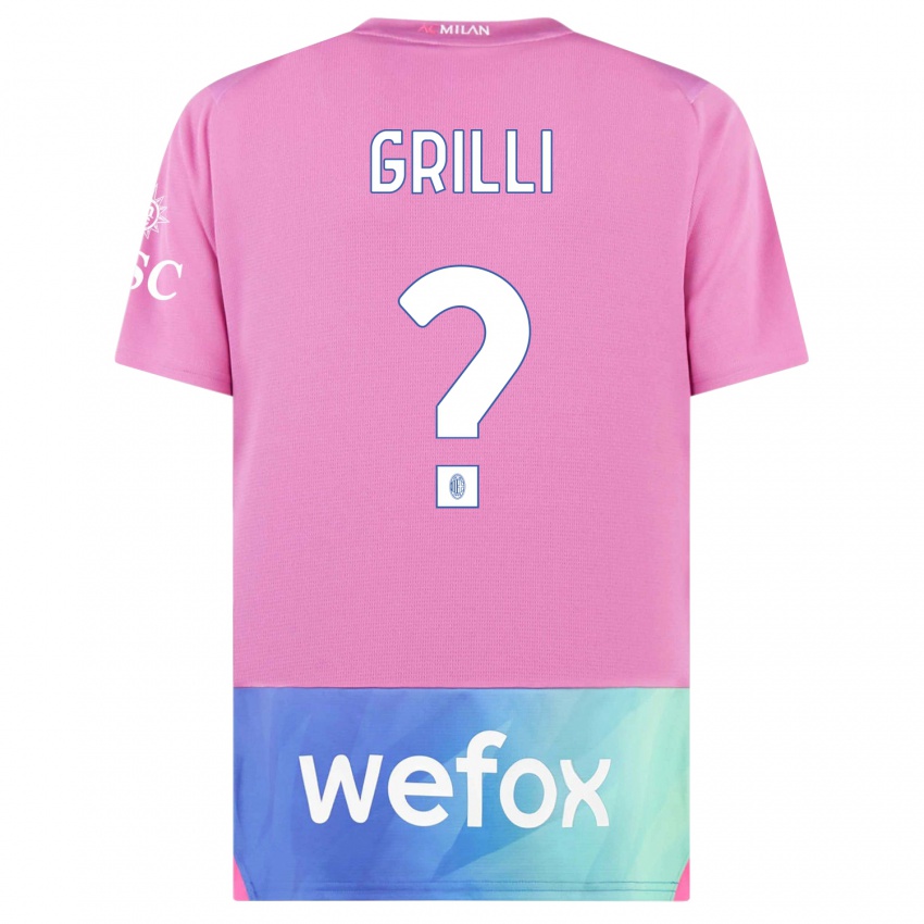 Niño Camiseta Lorenzo Grilli #0 Rosado Morado Equipación Tercera 2023/24 La Camisa